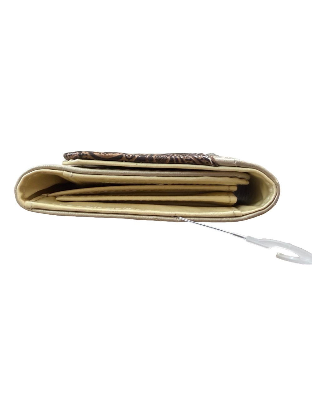 Y2K Faux Leather Western Cross Rhinestone Gold Wallet - Picture 3 of 7